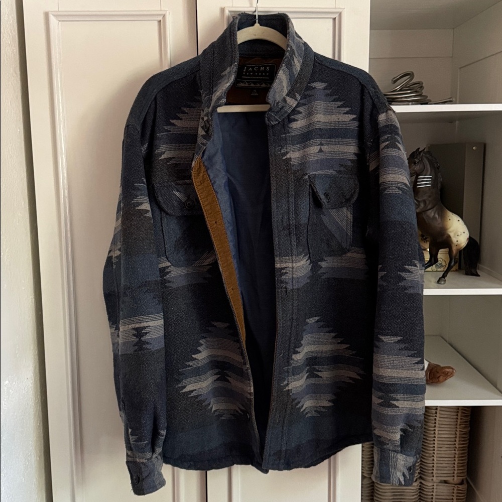 Jachs Blue and White Textured Jacket